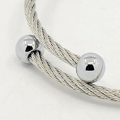 Tarnish Resistant Trendy Men's 304 Stainless Steel Torque Bangles&nbsp;BJEW-L069-01