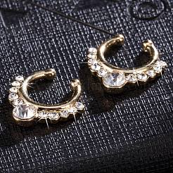 Personality Brass Cubic Zirconia Clip-on Nose Septum Rings&nbsp;AJEW-EE0002-001G-01