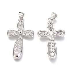Brass Micro Pave Clear Cubic Zirconia Pendants&nbsp;ZIRC-O038-09P