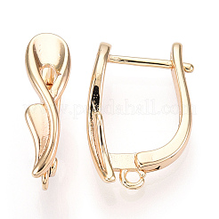 Brass Hoop Earring Findings with Latch Back Closure&nbsp;KK-T049-21G-NF-1