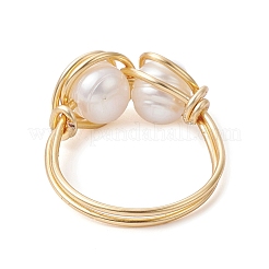 Natural Pearl Braided Bead Style Finger Ring&nbsp;RJEW-JR00614