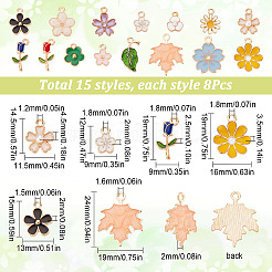 120Pcs 15 Style Alloy Enamel Pendants&nbsp;ENAM-SC0003-31