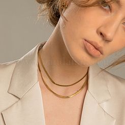 4Pcs Brass Flat Snake Chain Necklaces for Women Men&nbsp;NJEW-BBC0001-38