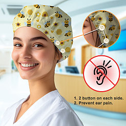 2Pcs 2 Styles Cotton Adjustable Printed Bouffant Hats Working Caps for Women Men&nbsp;AJEW-DR0002-22A
