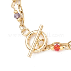 304 Stainless Steel Paperclip Chain & Glass Beads Link Chain Multi-strand Bracelets for Women&nbsp;BJEW-JB13557