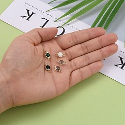 Golden Plated Glass Flat Round Links connectors&nbsp;KK-L094-02