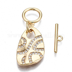Brass Micro Pave Clear Cubic Zirconia Toggle Clasps&nbsp;KK-S356-308-NF