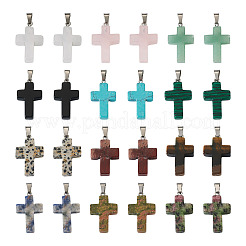 24Pcs 12 Styles Natural & Synthetic Mixed Gemstone Pendants&nbsp;G-TA0001-38