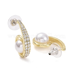 Spiral with Imitation Pearl Beads Stud Earrings&nbsp;EJEW-C006-03