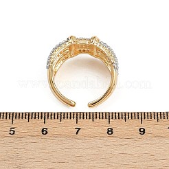 Brass Micro Pave Cubic Zirconia Cuff Rings&nbsp;RJEW-D326-06G