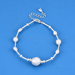 Brass Natural Pearl Beaded Bracelets for Women&nbsp;BJEW-T022-08S
