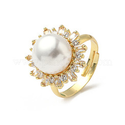 Brass Micro Pave Cubic Zirconia Adjustable Finger Rings for Women&nbsp;LS-RJEW-K295-01G