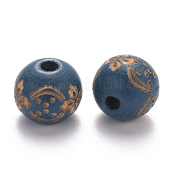 Painted Natural Wood Beads&nbsp;WOOD-N006-03A-07