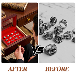 12-Slot Wooden Champion Rings Storage Boxes with Clear Acrylic Window Lid&nbsp;CON-WH0089-287