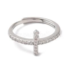 Rack Plating Brass Cubic Zirconia Arabic Letters Adjustable Rings for Women&nbsp;RJEW-S407-10P-08