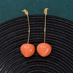 Fruit Brass Resin Stud Earrings&nbsp;EJEW-A140-03A-G