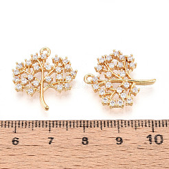 Brass Micro Pave Clear Cubic Zirconia Pendants&nbsp;KK-T077-40G