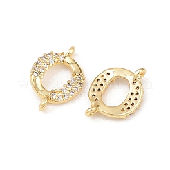 Brass Micro Pave Clear Cubic Zirconia Ring Links&nbsp;KK-G544-28G