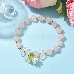 Butterfly Natural Rose Quartz Stretch Bracelets&nbsp;BJEW-JB10085