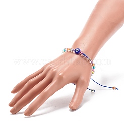 Acrylic Evil Eye & Round Lampwork Braided Bead Bracelet for Women&nbsp;BJEW-JB08379-04