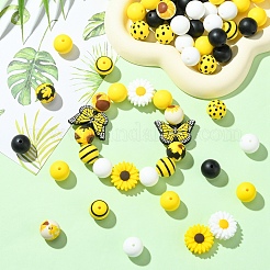 Printed Round Silicone Focal Beads Kits&nbsp;SIL-YW0001-59