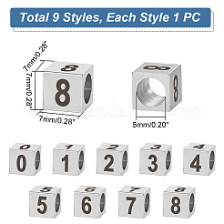 9Pcs 9 Style 303 Stainless Steel European Beads&nbsp;STAS-UN0042-60
