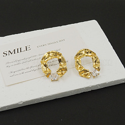 304 Stainless Steel & Cubic Zirconia Stud Earrings&nbsp;WG18948-01