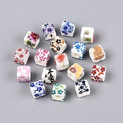 Printed Handmade Porcelain European Beads&nbsp;PORC-Q007-11