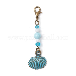 Ocean Theme Alloy Charm & Glass Beads Pendant Decorations&nbsp;HJEW-JM03158-03