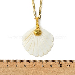 2Pcs 2 Styles Natural Shell and 304 Stainless Steel Starfish and Shell Shape Pendant Paperclip Chain Necklaces for Women&nbsp;NJEW-JN06215