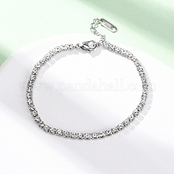 304 Stainless Steel Rhinestone Cup Chain Bracelets for Women&nbsp;BJEW-G753-01P-03