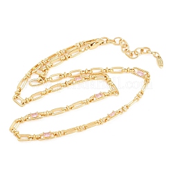 5MM Brass Pave Cubic Zirconia Oval Link Chain Necklaces&nbsp;NJEW-D324-01G-05