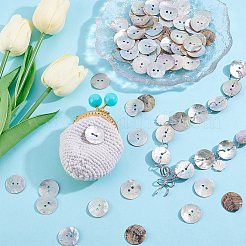 100Pcs Natural Akoya Shell Buttons&nbsp;BUTT-PH0001-41B