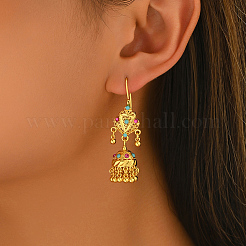 Vintage Ethnic Bell Brass Hoop Earrings&nbsp;VD5879