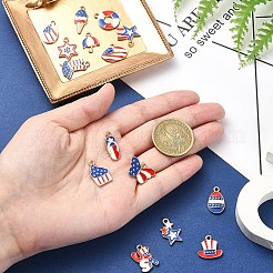 15Pcs 15 Styles Independence Day Alloy Enamel Pendants&nbsp;ENAM-YW0004-34