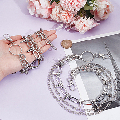 2Pcs Aluminum & Iron Spike Rivet Tassel Chains Belt&nbsp;AJEW-UN0002-11P