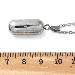 304 Stainless Steel capsule Shaped Perfume Bottle Necklaces&nbsp;STAS-Z106-01P