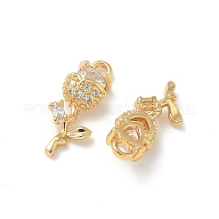 Brass Micro Pave Cubic Zirconia Pendants&nbsp;KK-Z136-35G-02