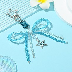 Alloy Glass Chip Pendant Decoration&nbsp;HJEW-FZ00040