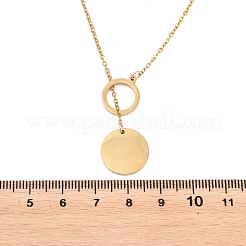 Adjustable 304 Stainless Steel Coin Pendant Lariat Necklaces&nbsp;NJEW-H093-01G
