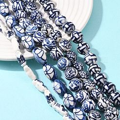 Handmade Blue and White Porcelain Ceramic Beads Strands&nbsp;PORC-L018-03