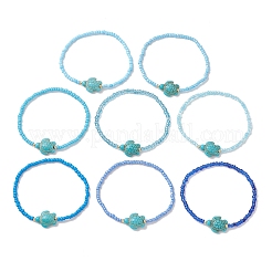 8Pcs Glass Seed Beaded & Synthetic Turquoise Turtle Beaded Stretch Bracelets Set for Women&nbsp;BJEW-MZ00319