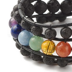 Natural Lava Rock & Mixed Gemstone Beaded Bracelet with Tree of Life&nbsp;BJEW-JB07700