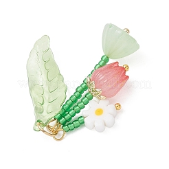 Glass with Opaque Acrylic Baeded Pendants&nbsp;PALLOY-MZ01190