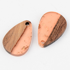 Transparent Resin & Walnut Wood Pendants&nbsp;RESI-S389-027A-B