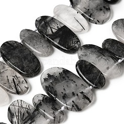 Natural Tourmalinated Quartz/Black Rutilated Quartz Beads Strands&nbsp;G-D365-D02