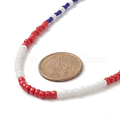 Independence Day Glass Beaded Necklace with 304 Stainless Steel Clasp for Women&nbsp;NJEW-TA00064