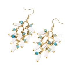 304 Stainless Steel & Natural Freshwater Shell & Agate Cluster Chandelier Earrings for Women&nbsp;EJEW-JE07468