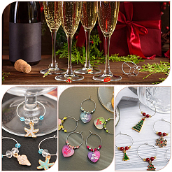 160Pcs 4 Style Brass Wine Glass Charm Rings&nbsp;KK-SP0001-33P