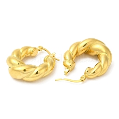Ion Plating(IP) 304 Stainless Steel Rope Chains Shape Hoop Earrings&nbsp;EJEW-B026-01G